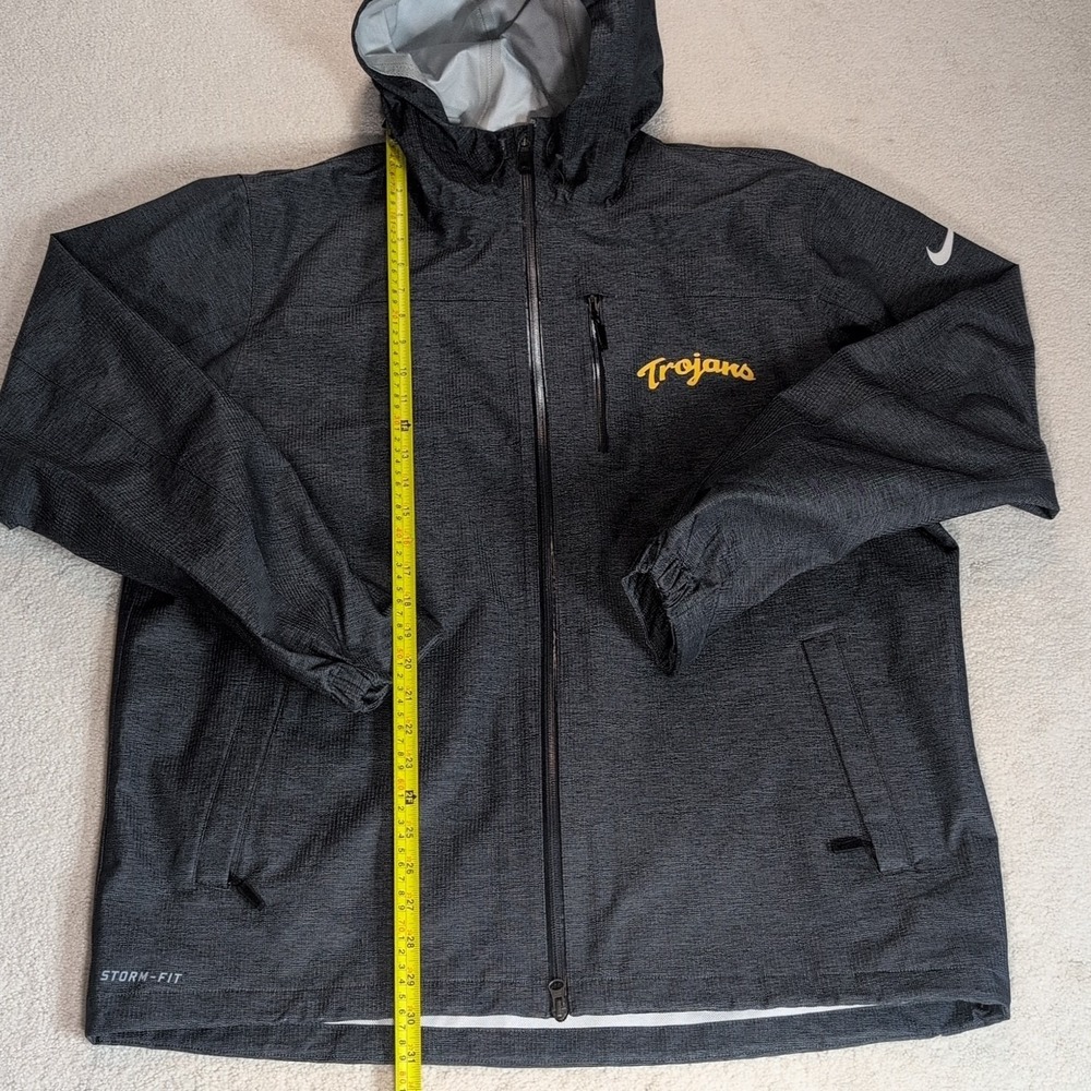 Nike Storm Fit Hooded Rain Jacket Mens XL Full Zip Charcoal Gray Zipper Pockets - Picture 2 of 15